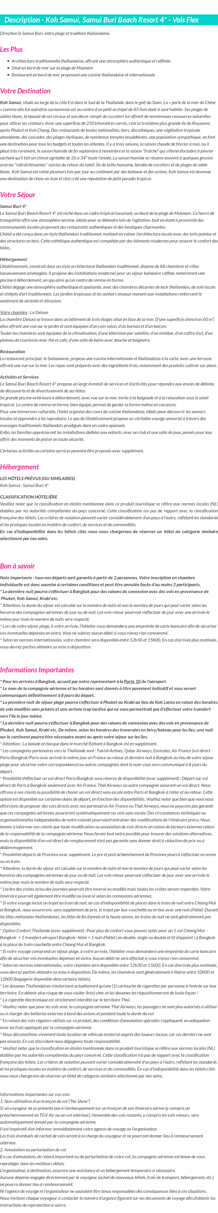 Détails du séjour