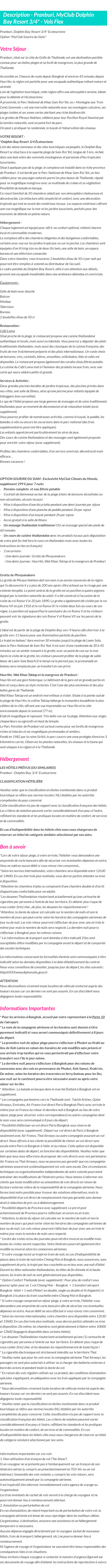 Détails du séjour