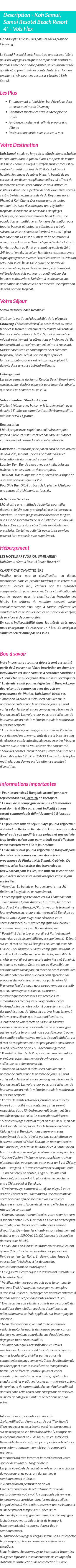 Détails du séjour