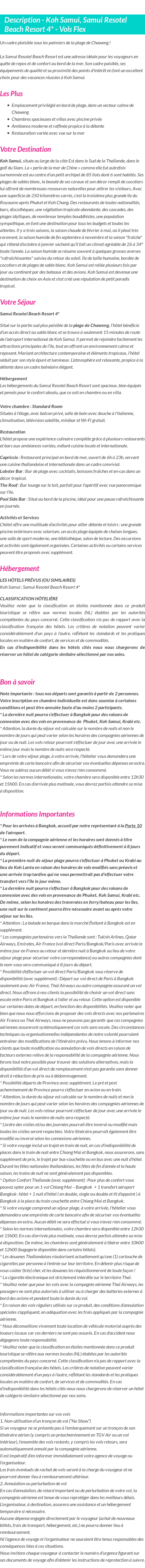 Détails du séjour