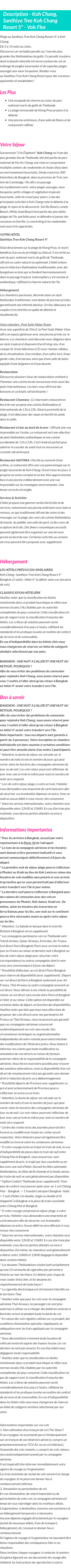 Détails du séjour