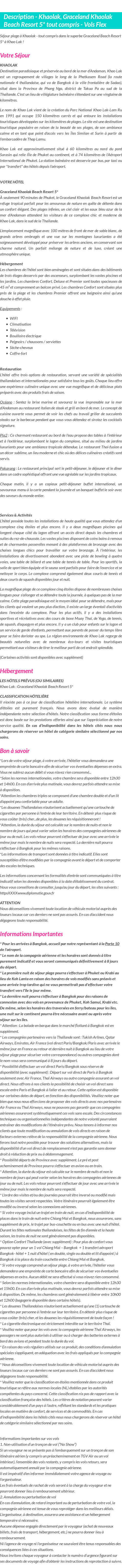 Détails du séjour
