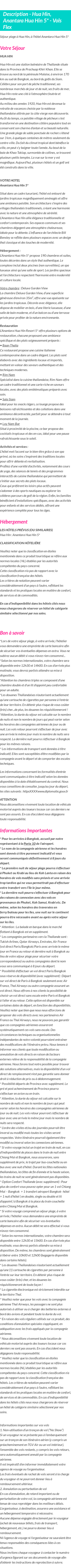 Détails du séjour