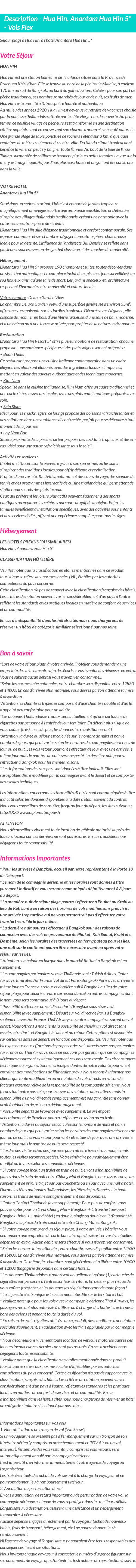 Détails du séjour