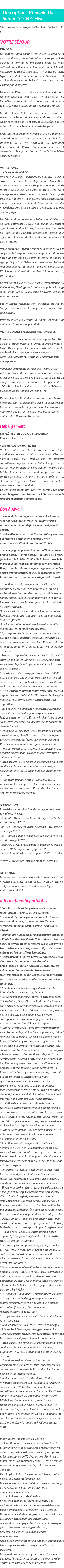 Détails du séjour
