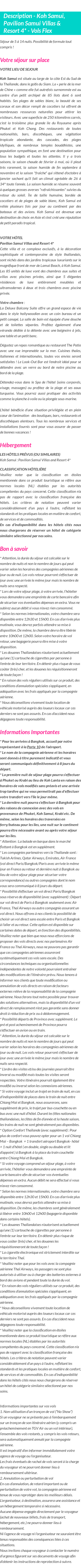 Détails du séjour