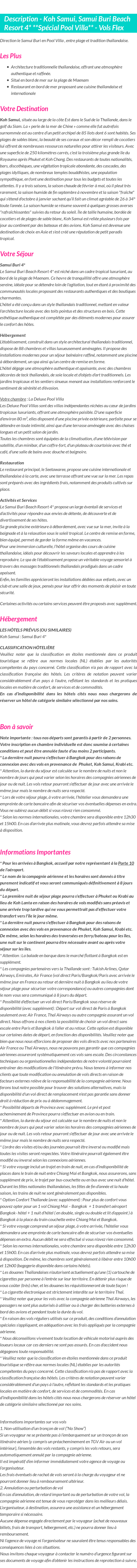 Détails du séjour