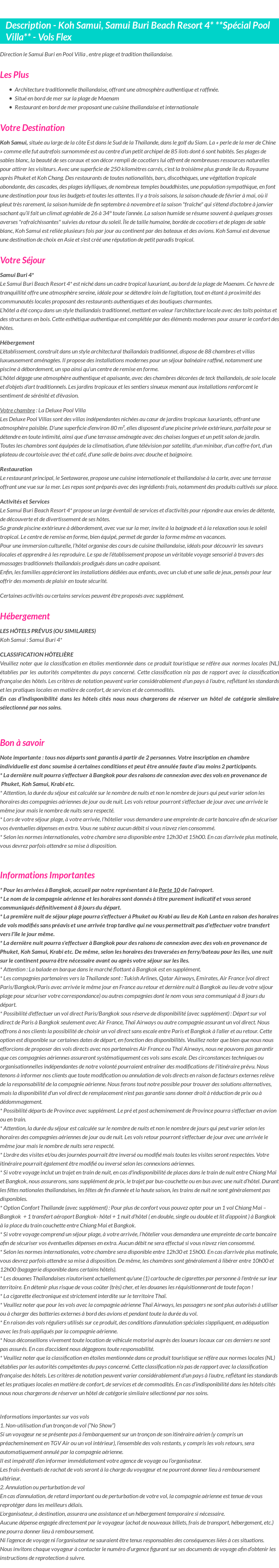 Détails du séjour