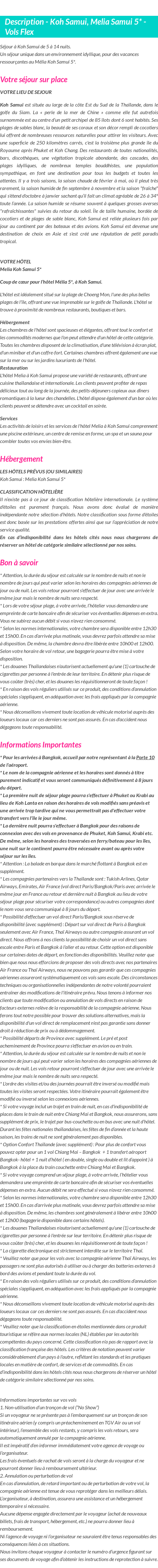 Détails du séjour