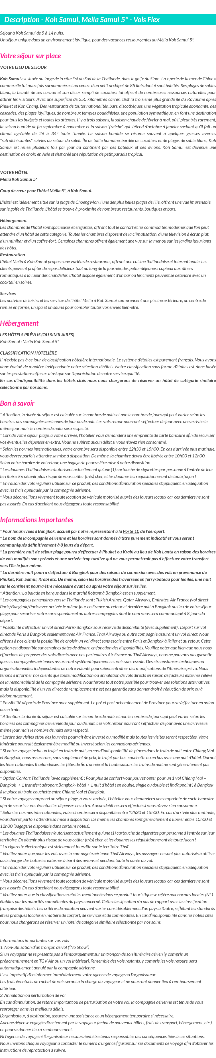 Détails du séjour