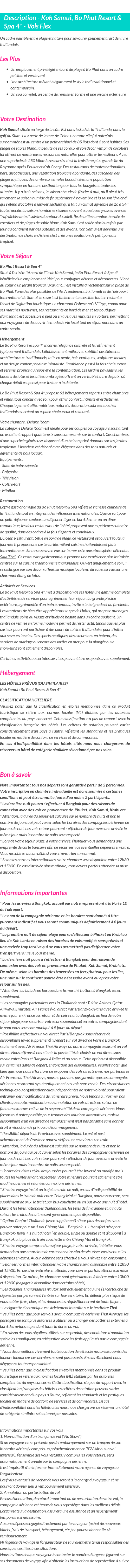 Détails du séjour