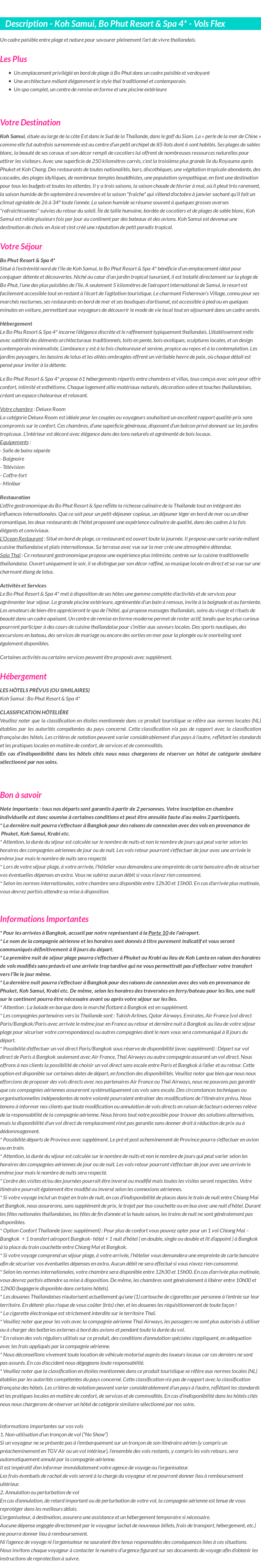 Détails du séjour