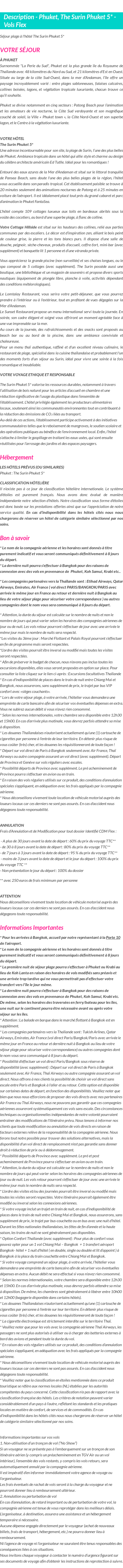 Détails du séjour