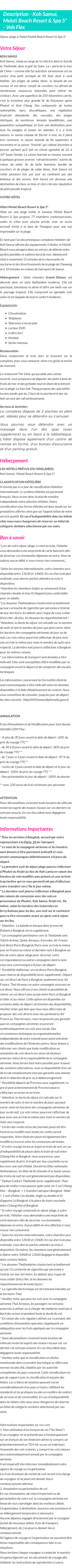 Détails du séjour