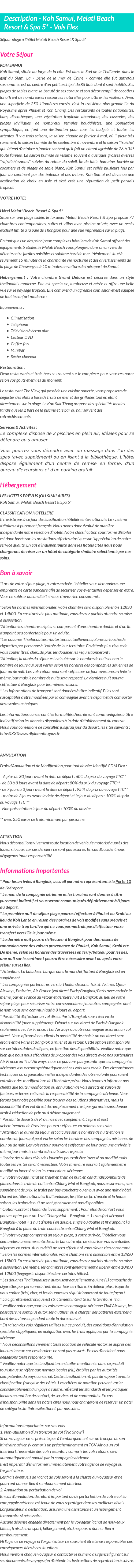 Détails du séjour