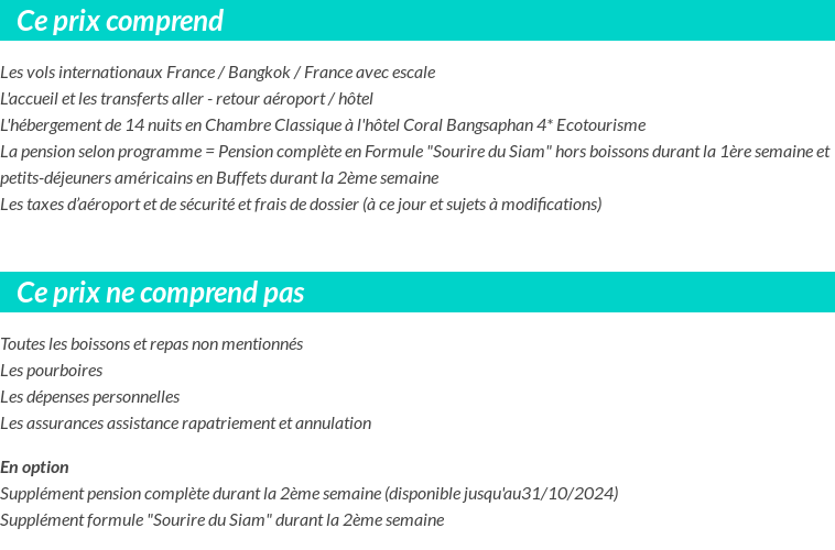 Conditions tarifaires