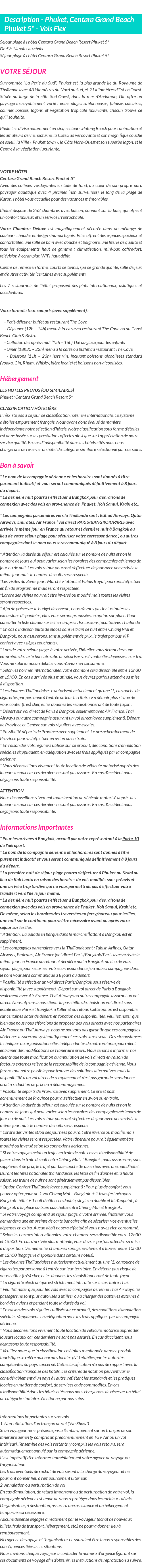 Détails du séjour