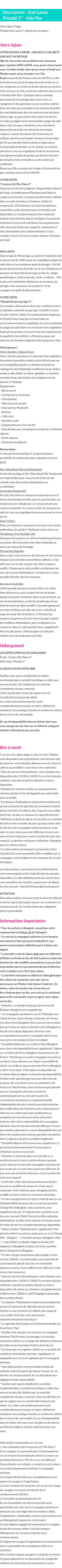 Détails du séjour