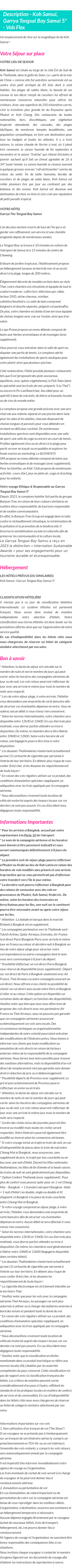 Détails du séjour