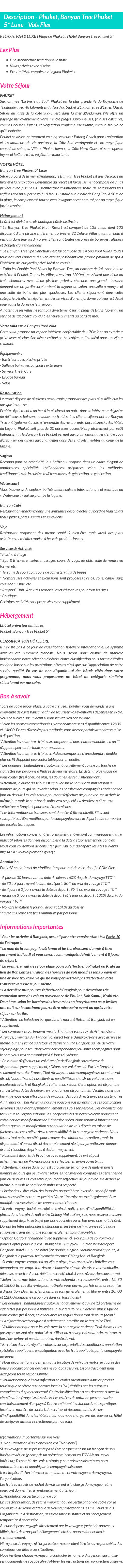 Détails du séjour