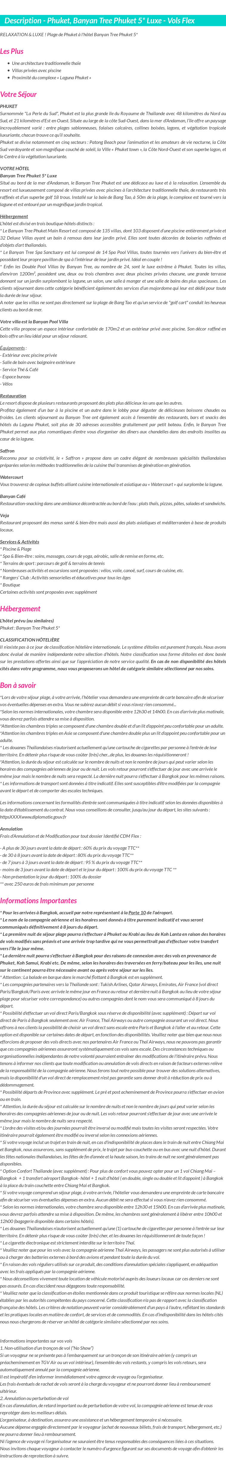 Détails du séjour
