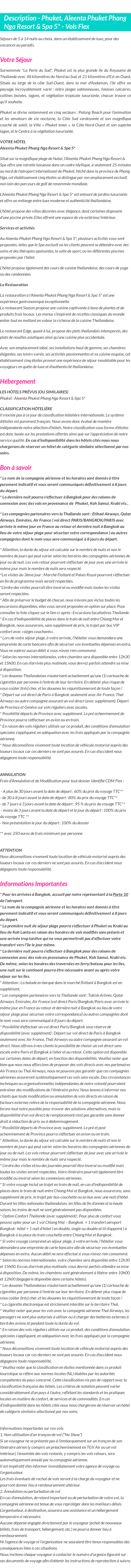 Détails du séjour