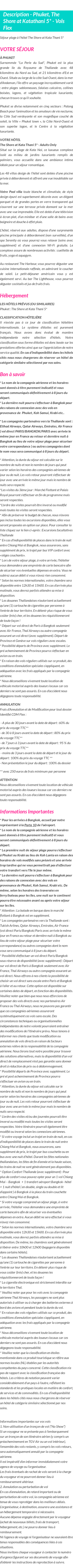 Détails du séjour