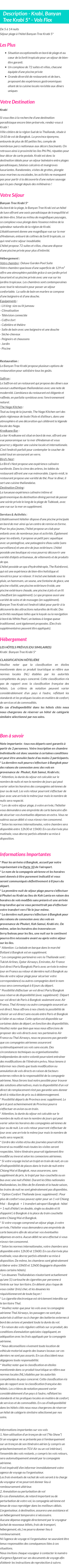 Détails du séjour