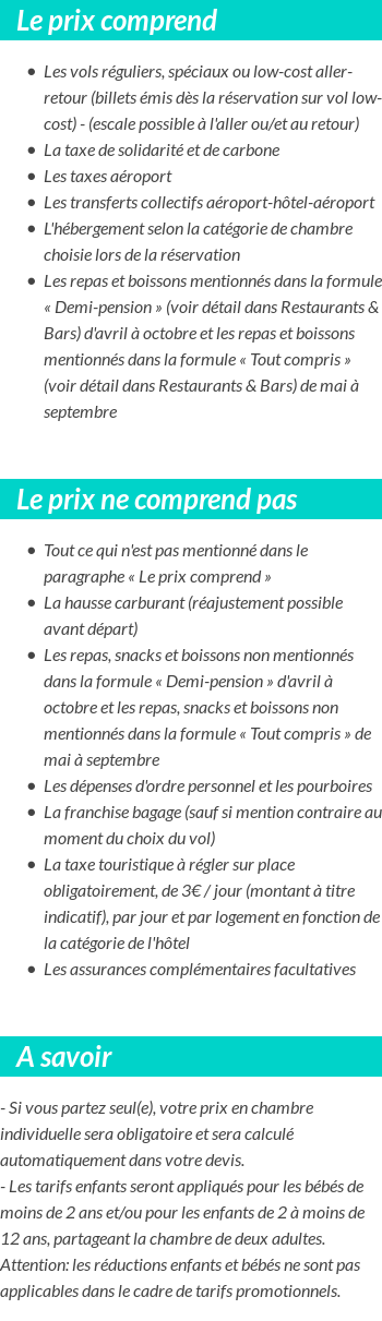 Conditions tarifaires