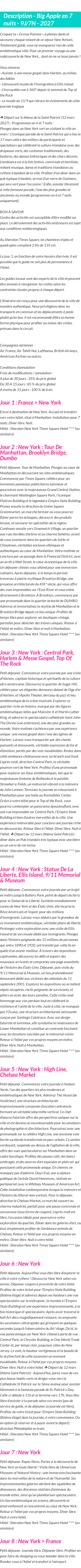 Détails du séjour