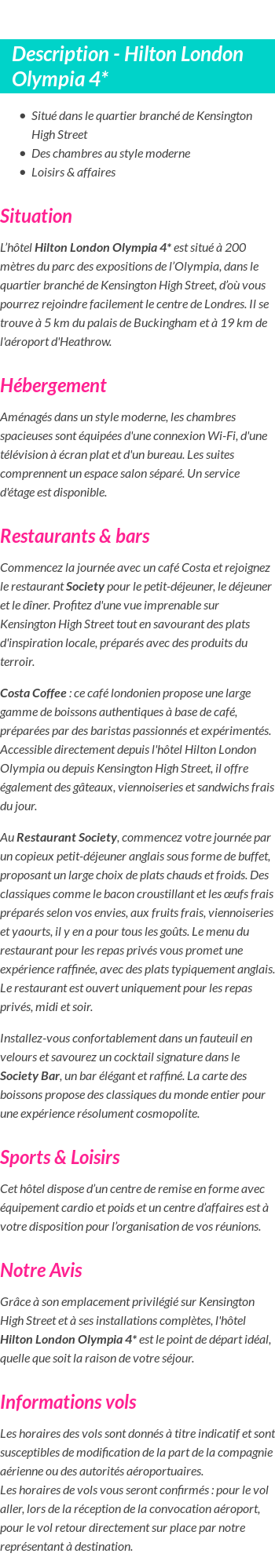 Détails du séjour