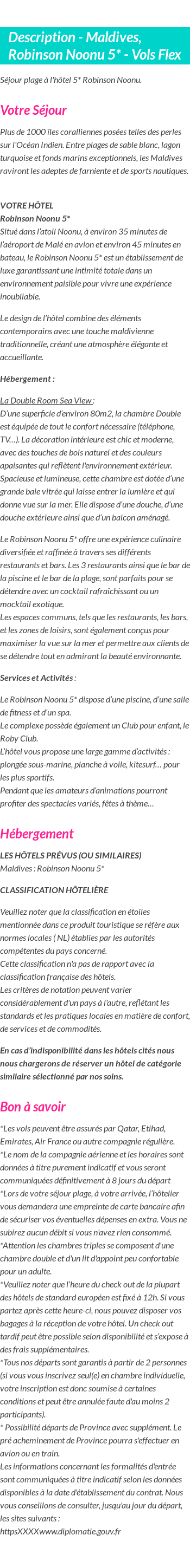 Détails du séjour