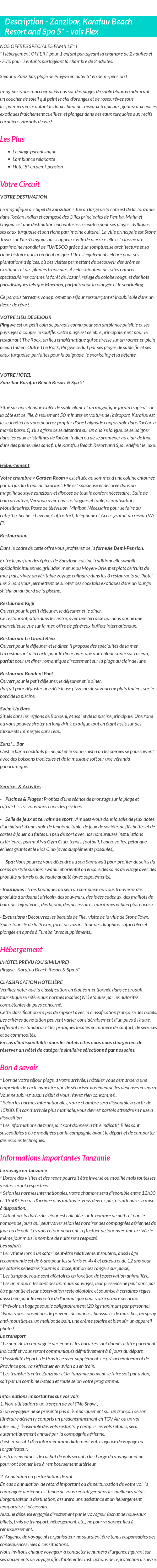 Détails du séjour