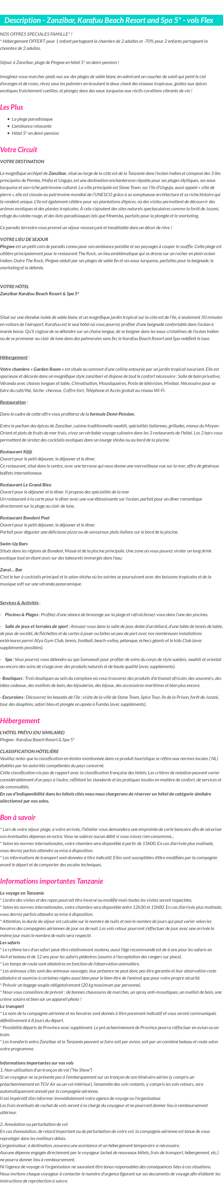 Détails du séjour