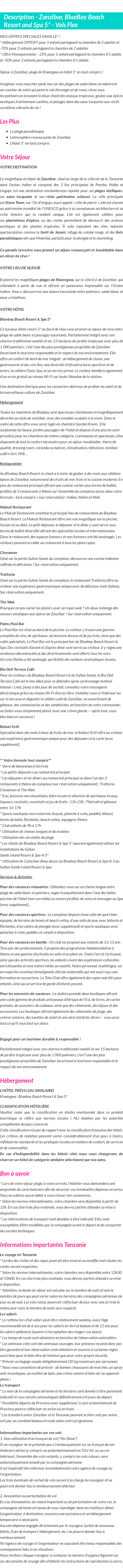 Détails du séjour