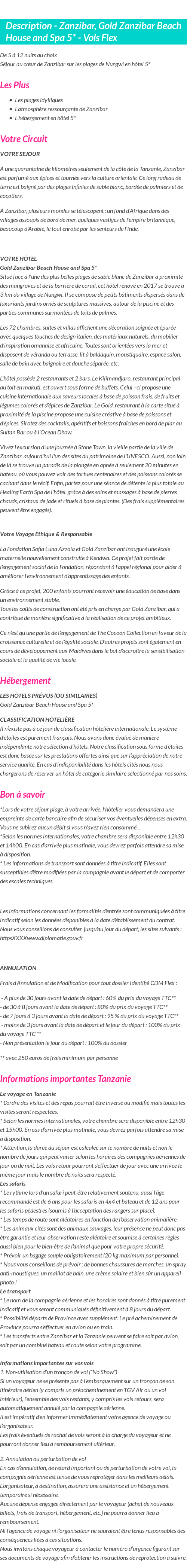 Détails du séjour