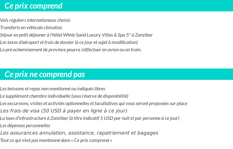Conditions tarifaires