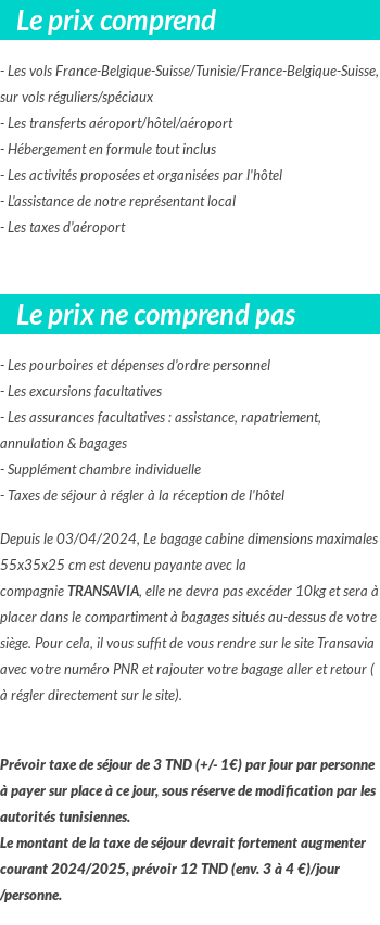 Conditions tarifaires