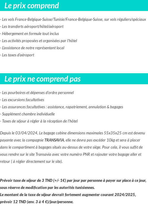 Conditions tarifaires