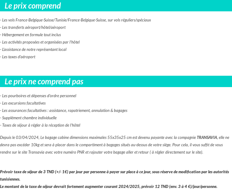 Conditions tarifaires