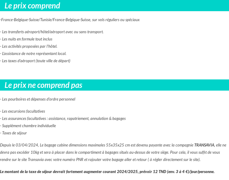 Conditions tarifaires
