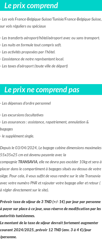 Conditions tarifaires