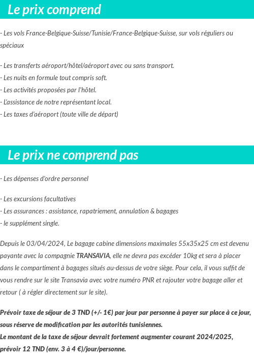 Conditions tarifaires