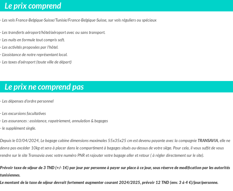 Conditions tarifaires