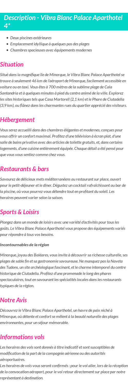 Détails du séjour