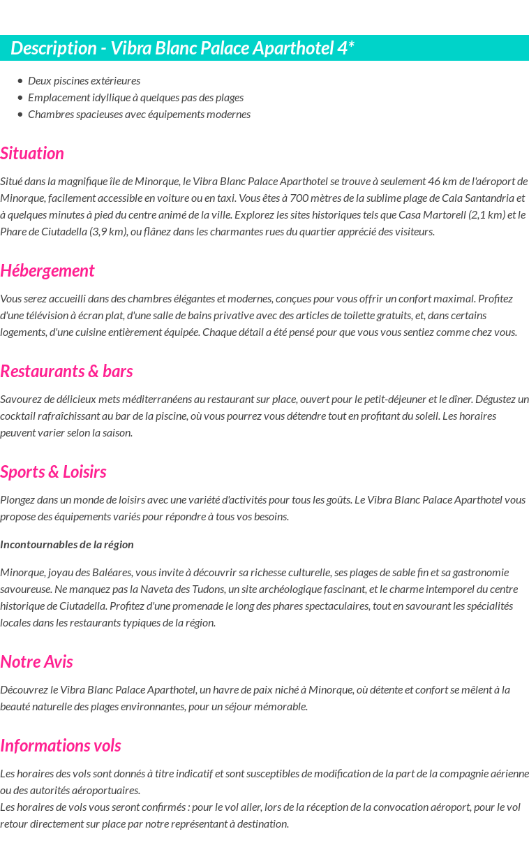 Détails du séjour