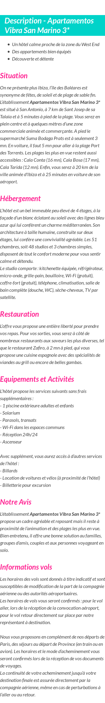Détails du séjour