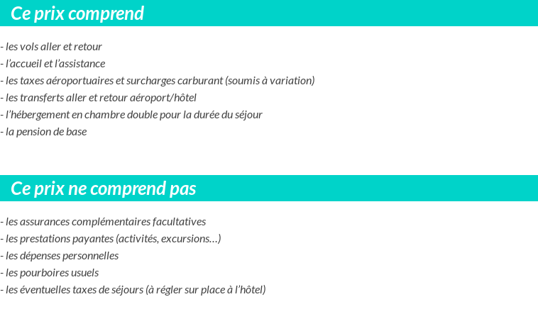 Conditions tarifaires