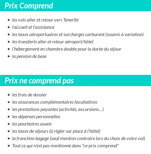 Conditions tarifaires