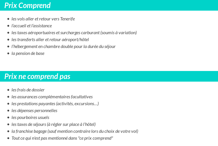 Conditions tarifaires